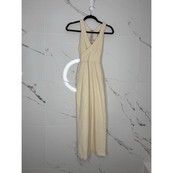 ANTHROPOLOGIE Demi Textured Jumpsuit Neutral Natural 2P Beachy Summer Boho - Picture 4 of 12